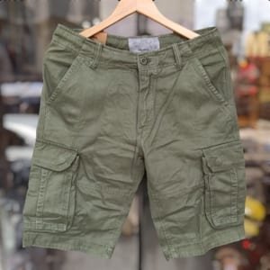 Quần short túi hộp màu rêu nhạt