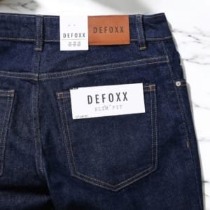 Quần jean Defoxx xanh trơn muối tiêu