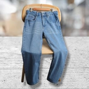 Quần jean Jacobs Cole ống rộng xanh bạc trơn không co giãn